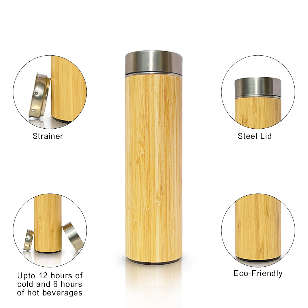Bamboo Bottle Plastic Base 500 ml with Custom Logo Branding-3