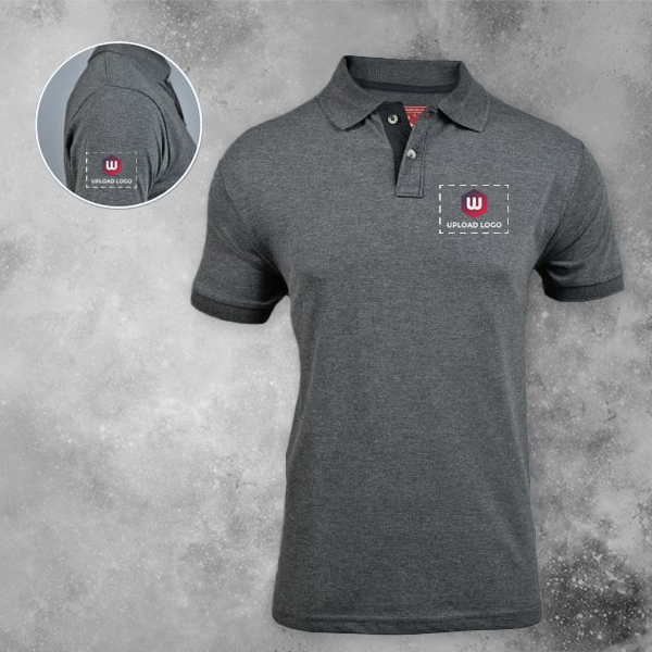 Santhome Highlander Cotton Polo T-shirt for Men Grey - Custom Logo Left Chest & Right Arm