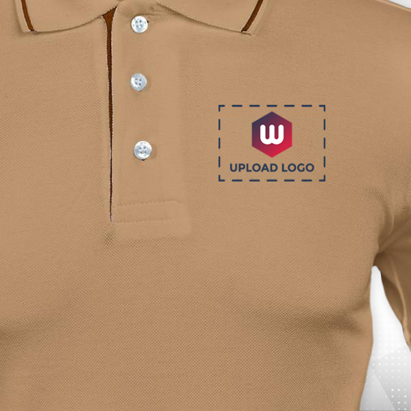Highline Polo T-shirt for Men Beige with Brown – Custom Logo Left Chest & Right Arm-2