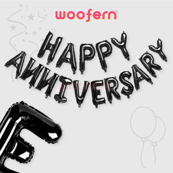 Happy Anniversary Foil Balloon 16 inch Balloon Banner (Black)