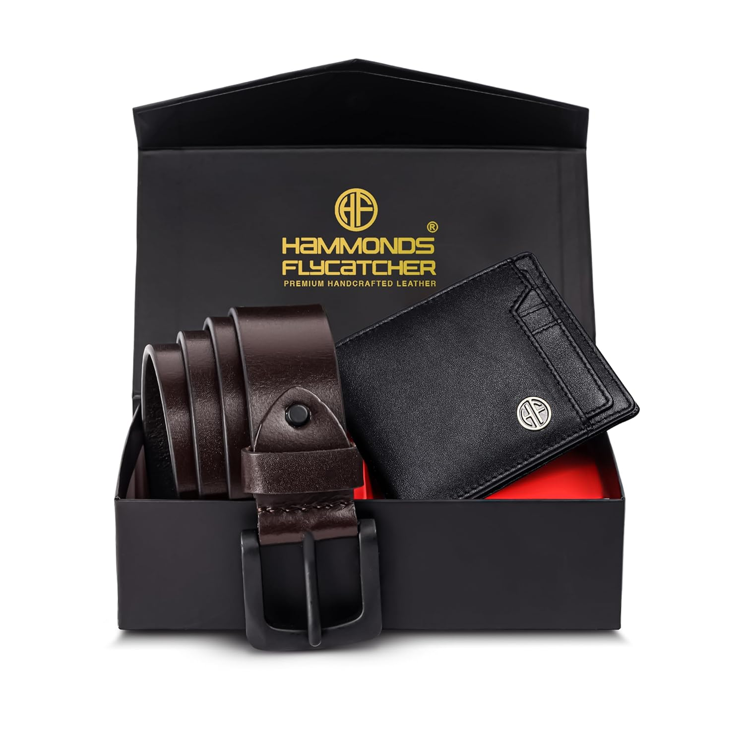 HF Premium Men's Leather Gift Set - Wallet & Belt Combo (Asphalt Black)-0