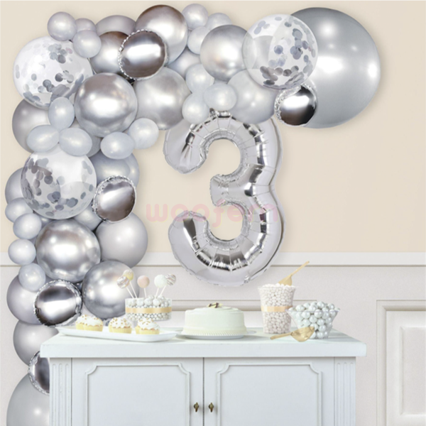 Number 3 Silver Foil Balloon 16 inch-1