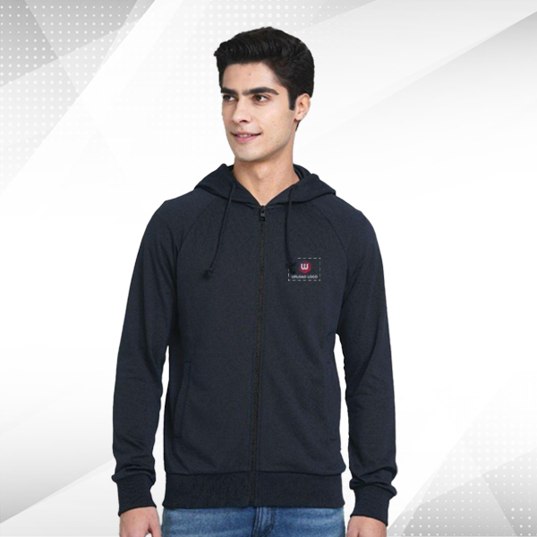 Jack & Jones Austin Hoodie Jacket with Custom Logo (Navy Blue)