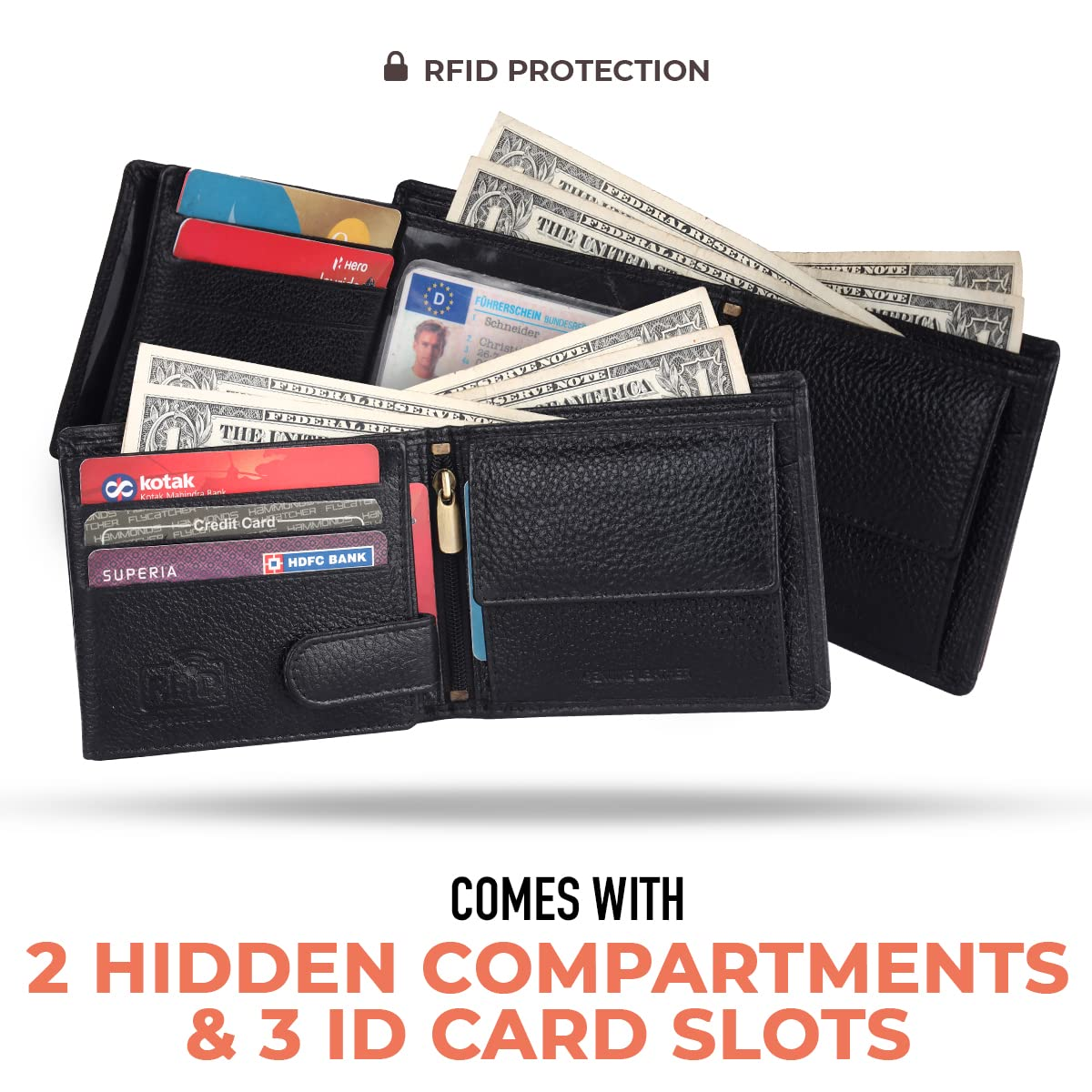 HF Men's Executive Leather Gift Set – Wallet, Keychain & Pen | Premium Corporate Gift (Midnight Black)-3