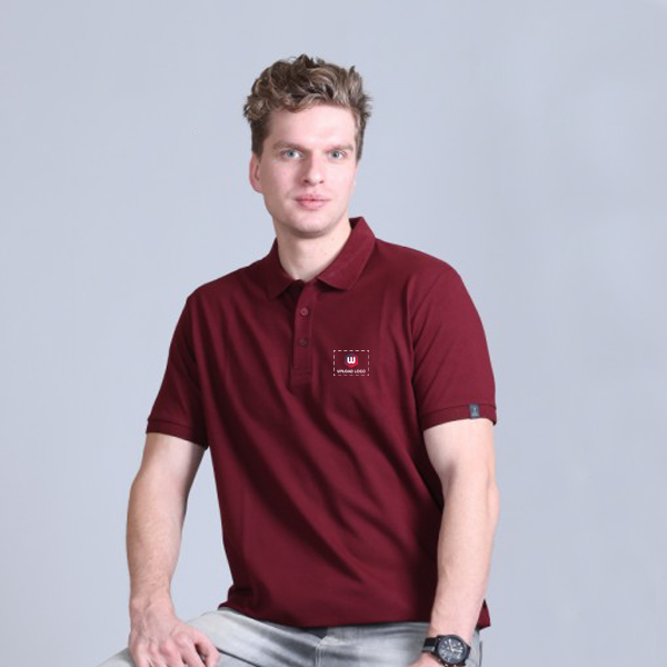 Jacquard Collar Solid - Maroon T-shirt