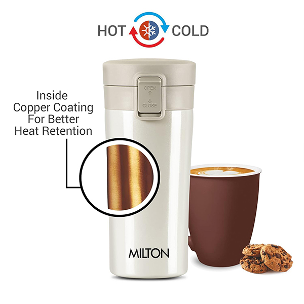 MILTON Thermosteel Vacuum Insulated Coffee Mug, 300 ml - Cream-1