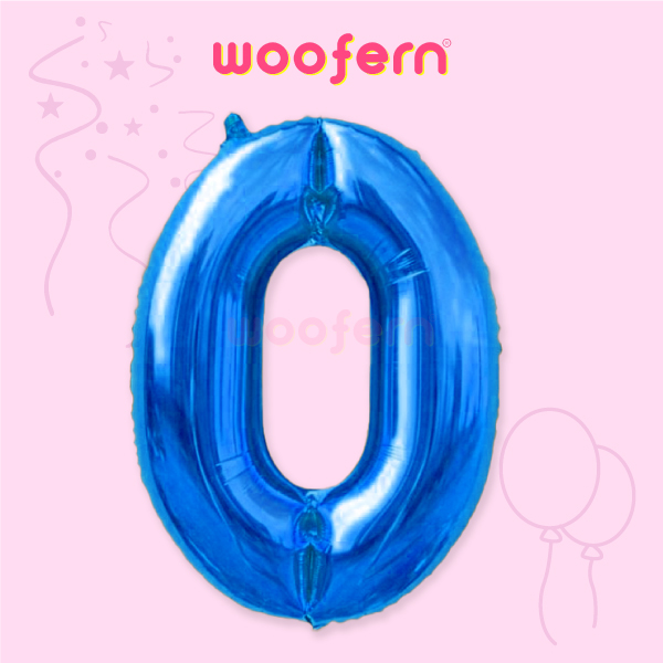 Blue Foil Balloon Number 0 - 16 inch