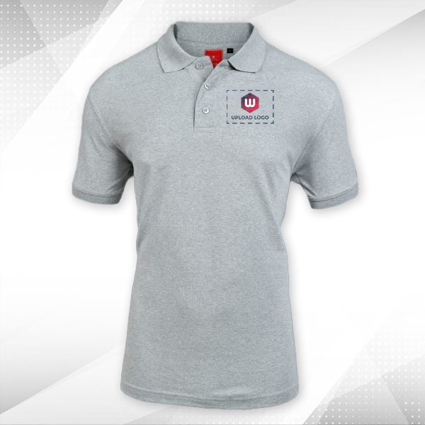 Scott Young Polo T-shirt for Men (Grey Melange) - Custom Logo Left Chest