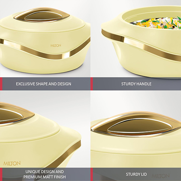 MILTON Pearl Inner Stainless Steel Jr. Casserole - Set of 3 (455 ml, 860 ml, 1270 ml) - Ivory-5