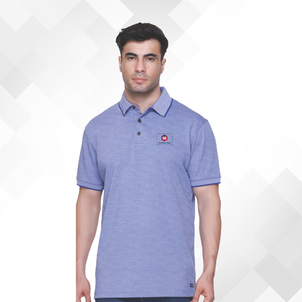 Winbarg Bird Eye Stretch Polo - Blue Melange T-Shirt
