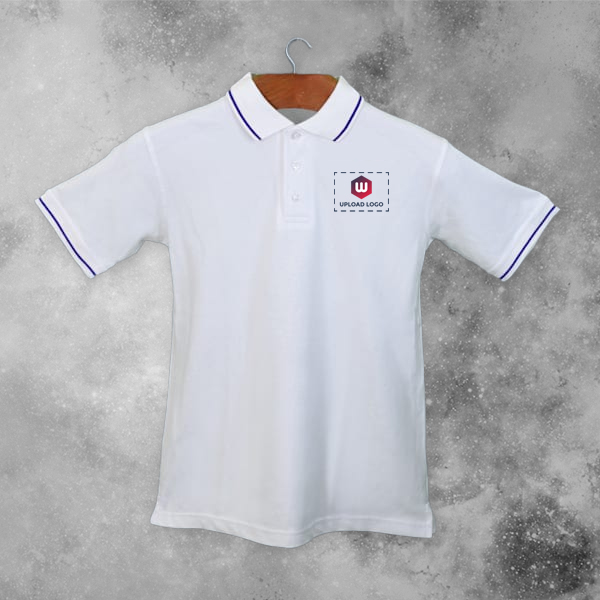 Highline Polo T-shirt for Men White with Royal Blue – Custom Logo Left Chest & Right Arm-3