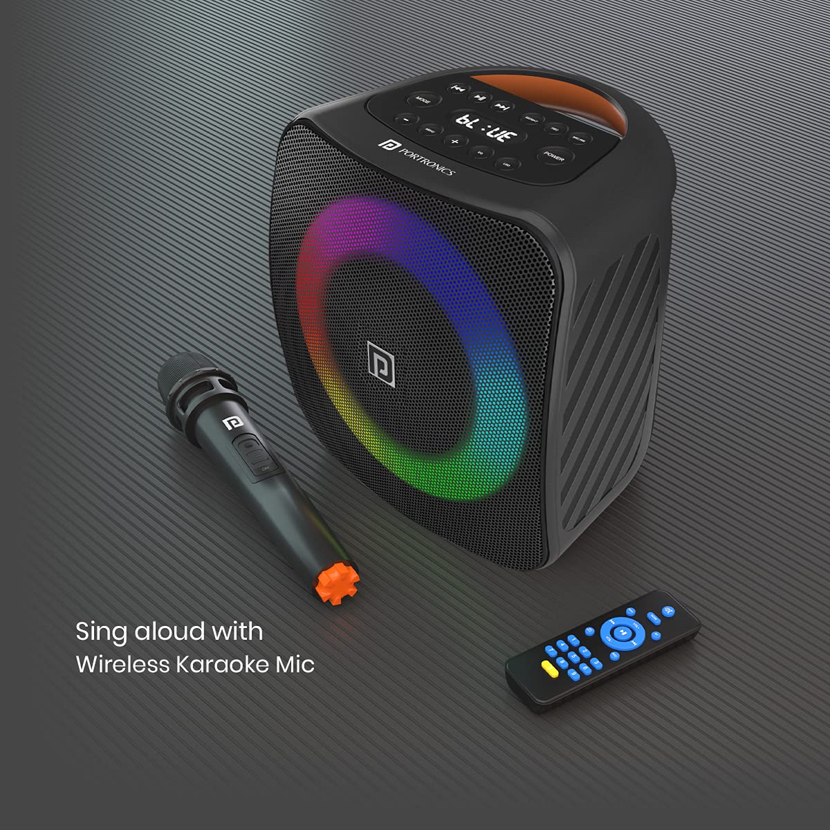 Portronics Dash 40W Portable Speaker with Karaoke Mic. with Digital (Black)-2