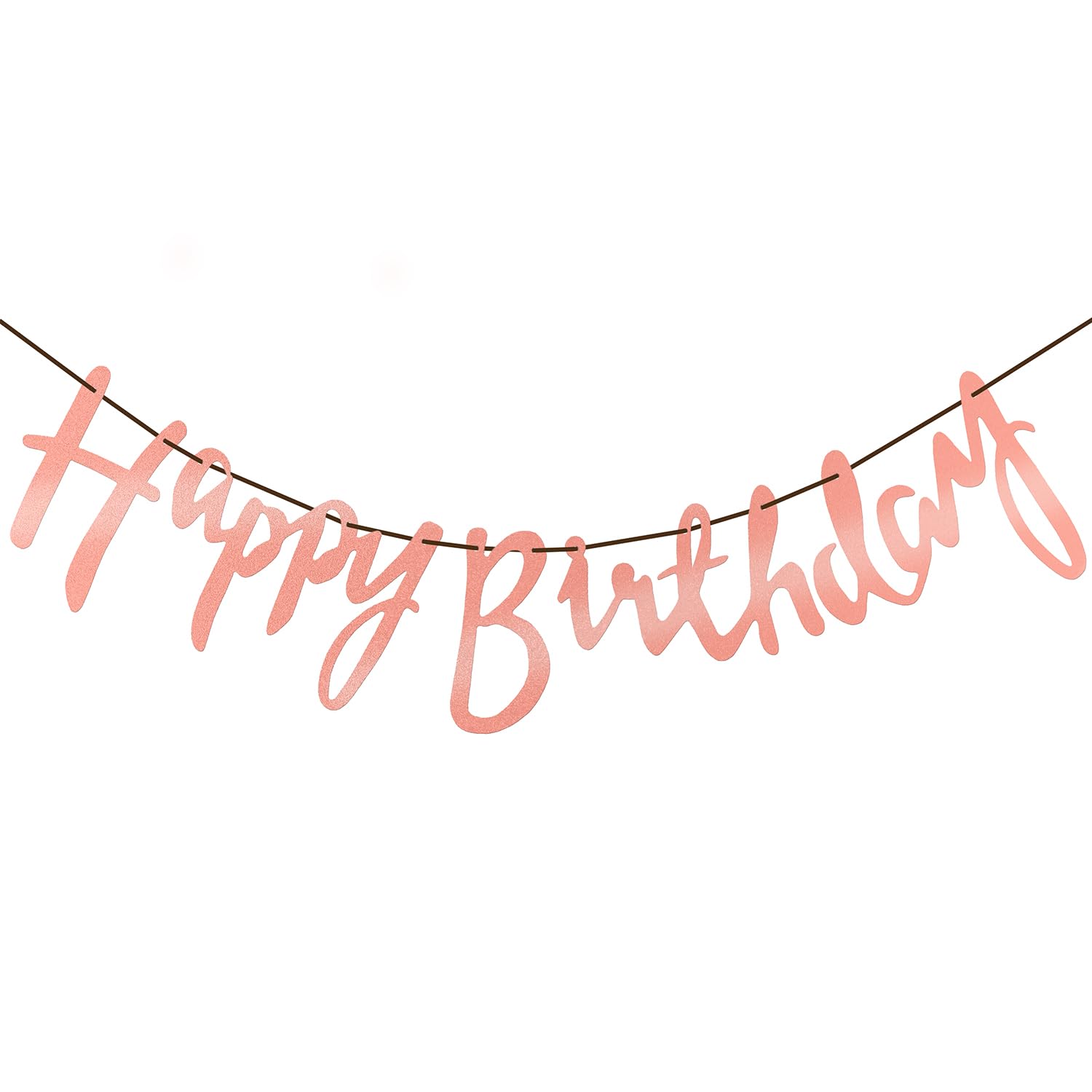 Happy Birthday Banner Cursive Letters - Rose Gold