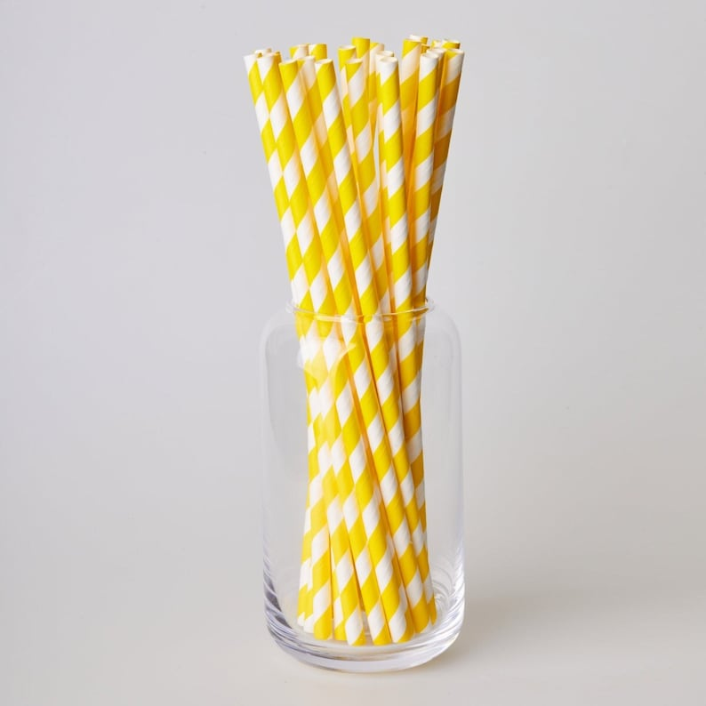 ECO - BIO Yellow Paper Straws for Cocktail Drinking Pack of 50 - 5mm-4
