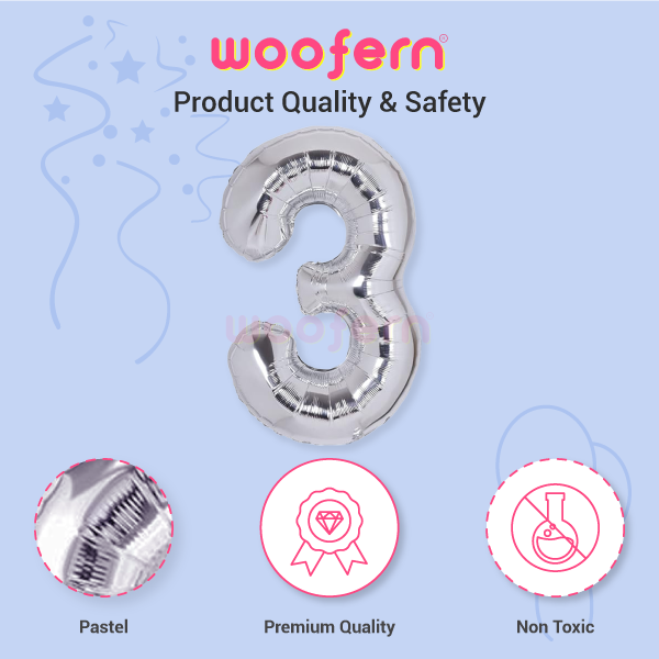 Number 3 Silver Foil Balloon 16 inch-4