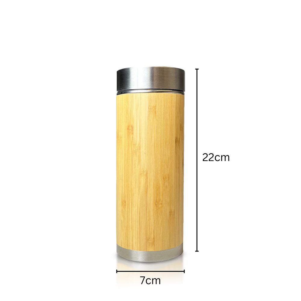 Bamboo Stainless Steel Bottle 450ml with Custom Logo Branding-3