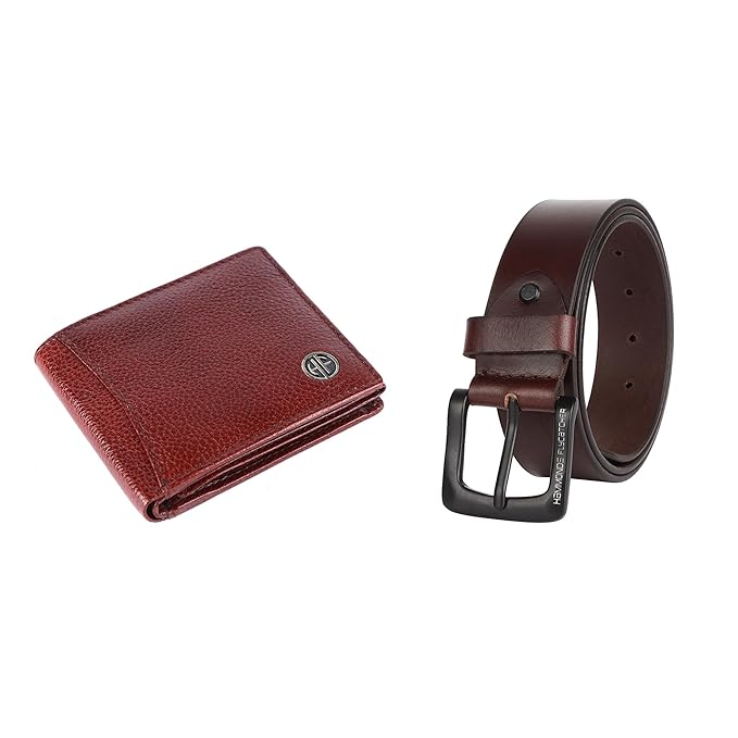 HF Premium Men's Leather Gift Set - Wallet & Belt Combo (Brume Brown)-1