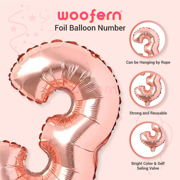Rose Gold Foil Balloon Number 3 -16 inch-3