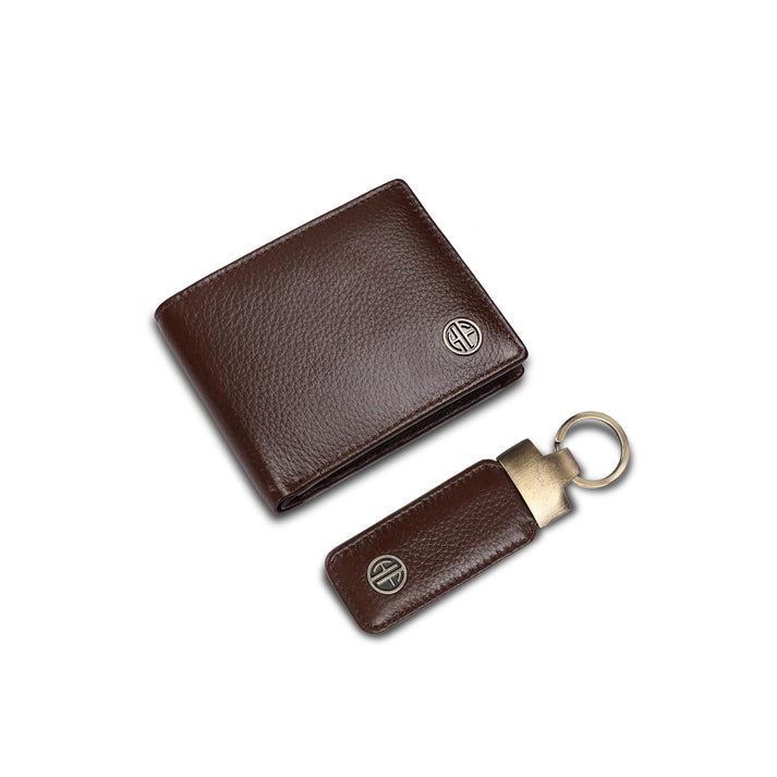 HF Premium Leather Wallet & Keychain Gift Set - (Brushwood)