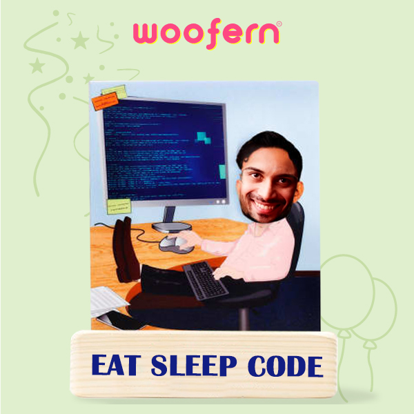 Personalized Eat Sleep Code Photo Men's Caricature