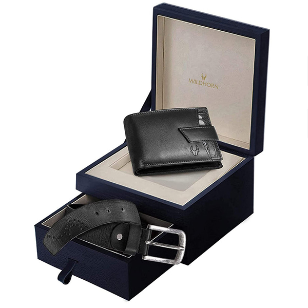 WILDHORN NOGALES Leather Wallet & Belt Gift Set (Pitch Black)-0