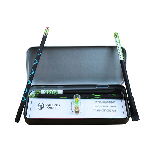 Forest Sparkle Seed & Moss Pen Set with Forest Glass