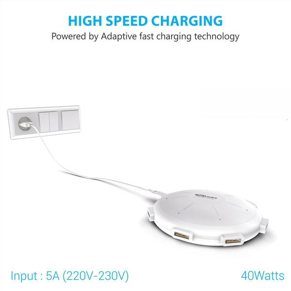 Portronics POR 343 UFO USB Home Charger 6 Ports 8A Charging (white)-2