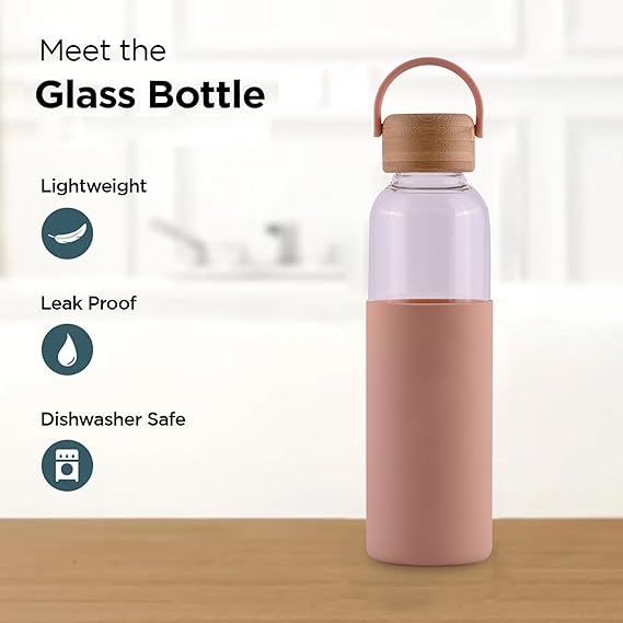 Glass Bottle with Silicone Sleeve 600ml with Custom Logo Branding-3