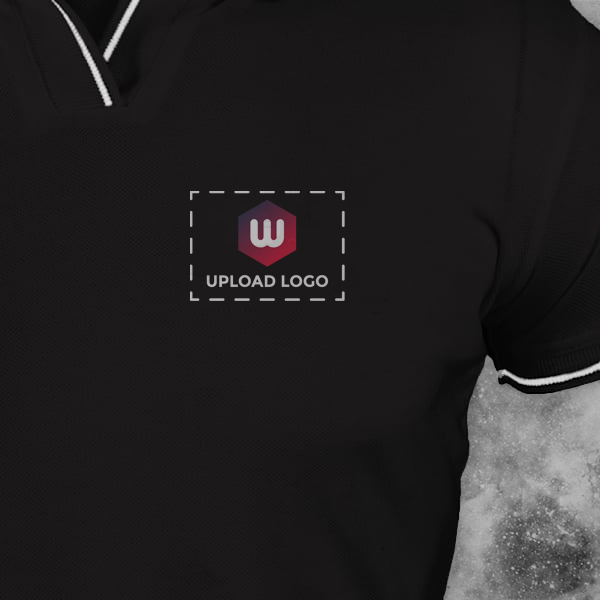 Scott Organic Cotton Polo T-Shirt for Women Black with White - Custom Logo Left Chest-1