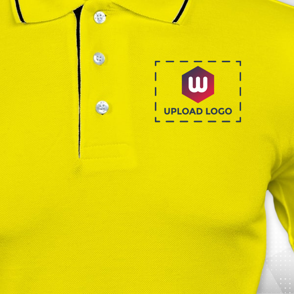 Highline Polo T-shirt for Men Yellow with Black  – Custom Logo Left Chest & Right Arm-2
