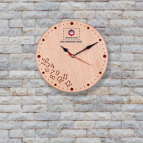 BioQ Round Wooden Wall Clock  Customized with Logo and Message-1