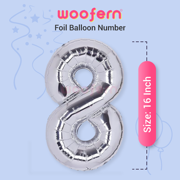 Number 8 Silver Foil Balloon 16 inch-2