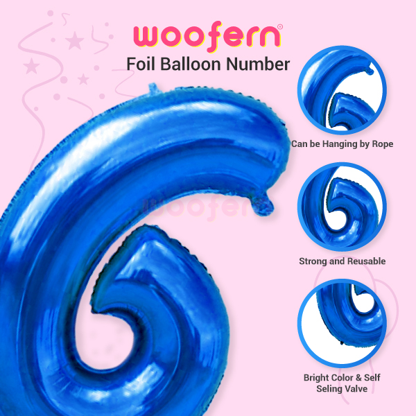 Blue Foil Balloon Number 6 - 16 inch-3