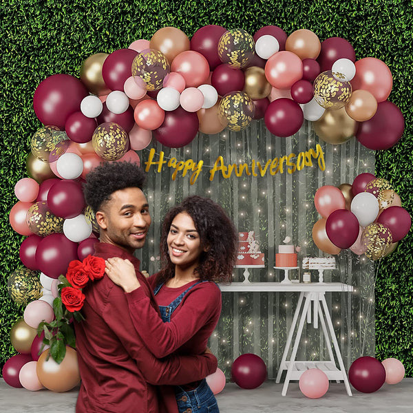 Beautiful Burgundy and Peach Anniversary Decoration Kits-1