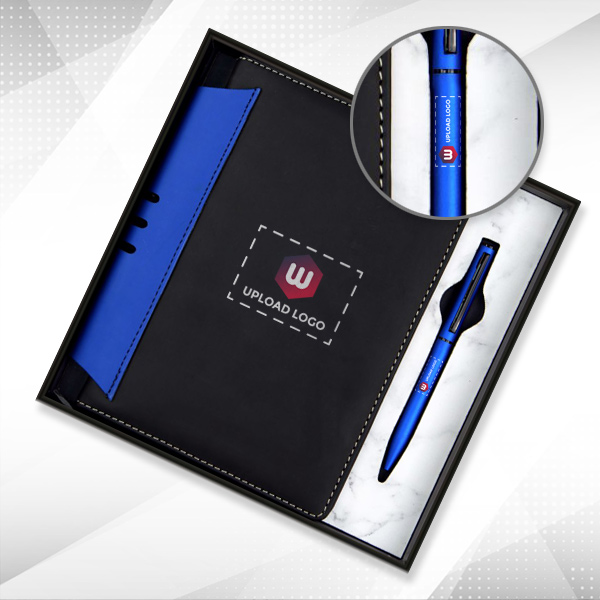 Personalized Employee Welcome Kit 2-in-1 Diary & Pen (Blue & Black)