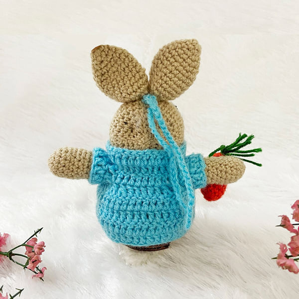 Handcrafted Amigurumi Bunny with Carrot & Blue Jacket-1
