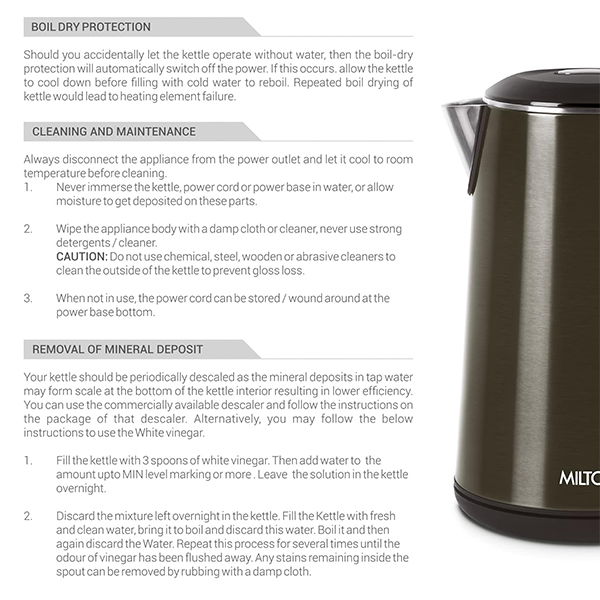 MILTON  Hagen - Electric Kettle,1.8 Litre, Stainless Steel-5