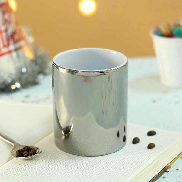 Silver Metallic Mug – Personalized Logo & Message-2