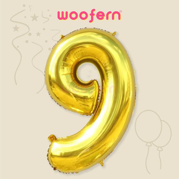 Golden Foil Balloon Number 9 - 16 inch