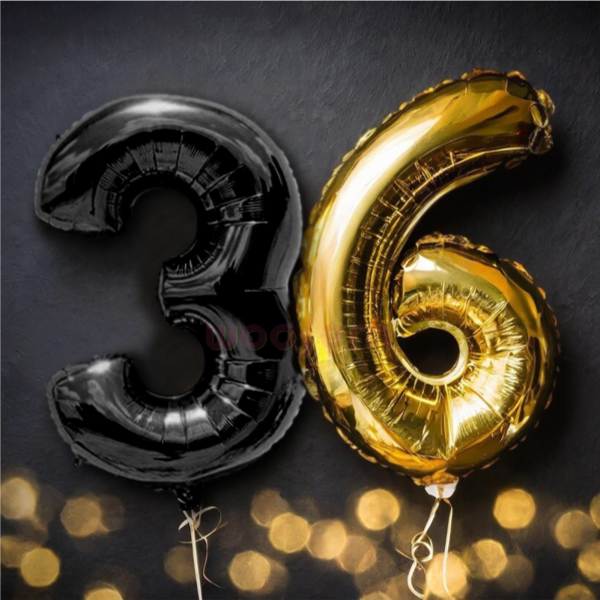 Black Foil Number Balloons 3 - 16  inch-1