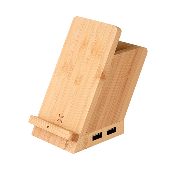 Wangari Maple-Bamboo Multi Function 15W Wireless Charger With Cable & Pen Stand-2