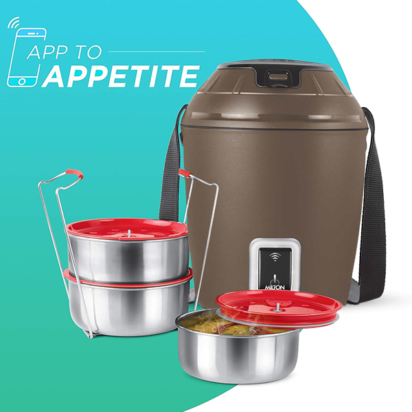 MILTON Smart Electric Tiffin -900ml (Brown)-1
