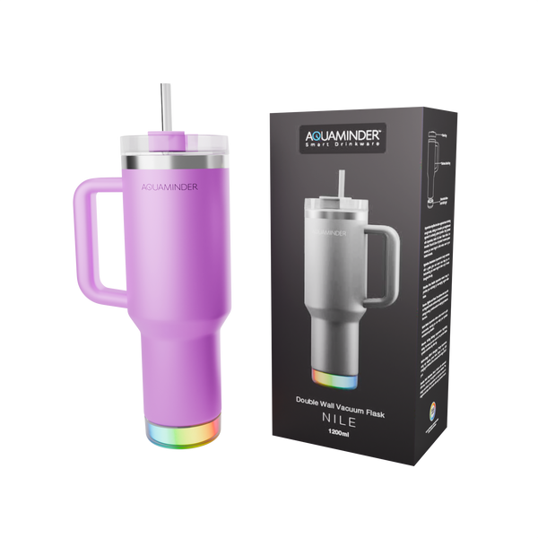 Aquaminder Smart Tumbler with lid and Straw  Nile Cup 1200ml -Pink