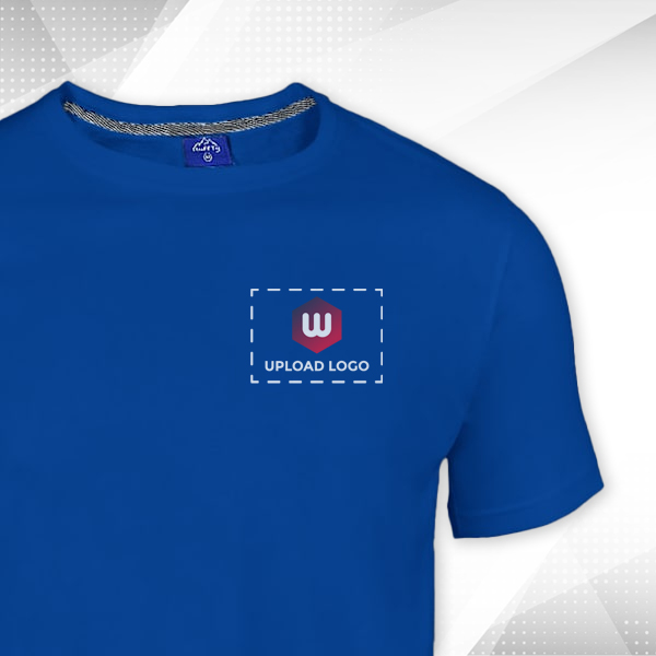 Ruffty Crew Neck Cotton T-shirt for Men Royal Blue - Custom Logo Left Chest-1
