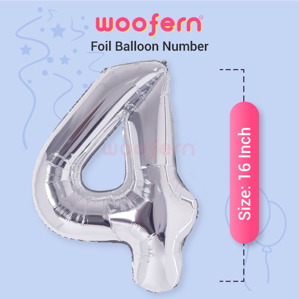 Number 4 Silver Foil Balloon 16 inch-2
