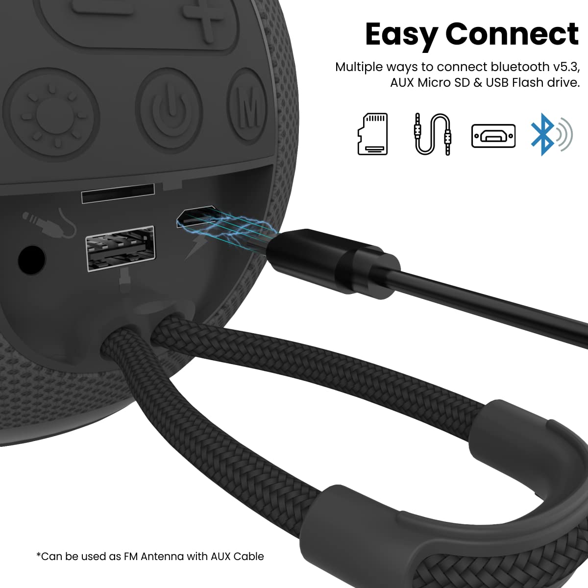 Portronics Resound 5W Bluetooth 5.3 Speaker with FM Radio (Black)-3