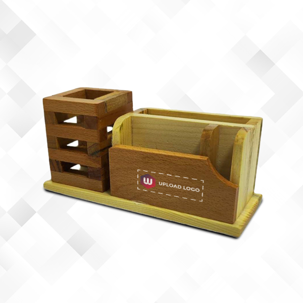 Brown Wooden Desk Organizer