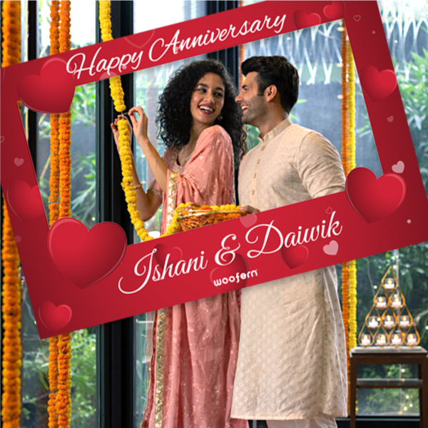 Red Heart Themed Selfie Photo Booth Frame with Your Name-1