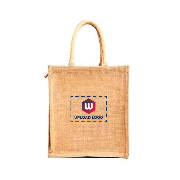JUTELINE Eco-Friendly Jute Bag  with Zipper | Size - 10*11*5 inch
