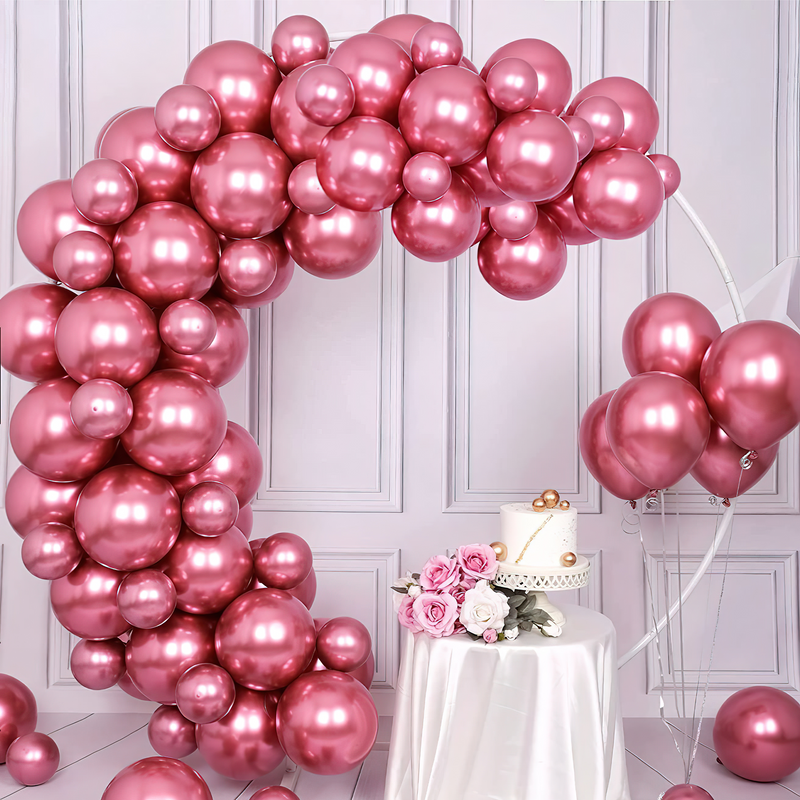 Rose Pink Chrome Balloons for Party Decoration -(Pack of 30 pc)